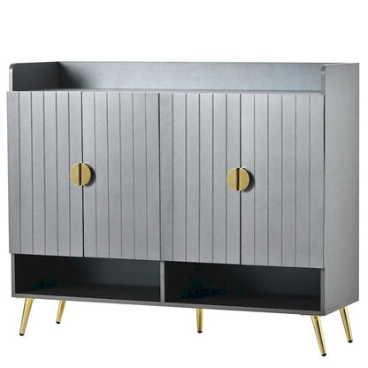 Wooden Modern Shoe Cabinet with Doors and Adjustable Shelves