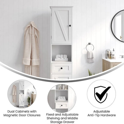 Freestanding Bathroom Tall Linen Tower Storage Organizer with Shelves